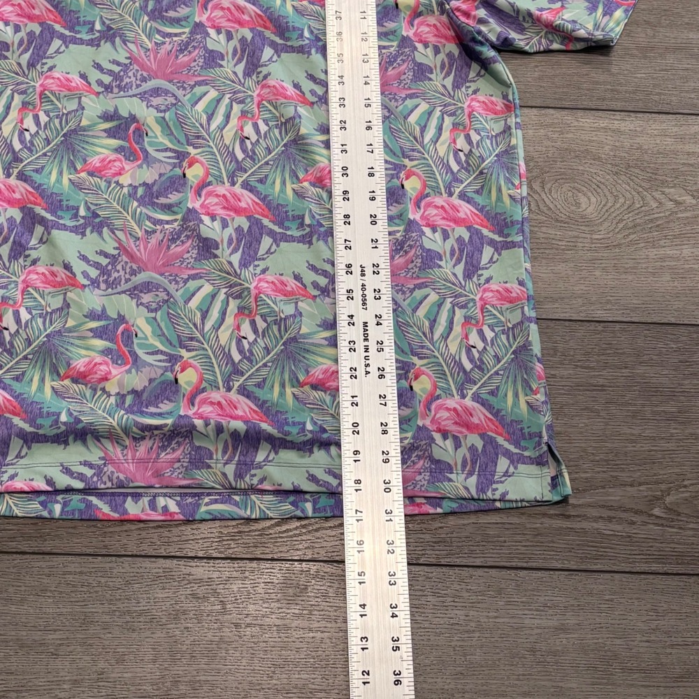 Bad Birdie Golf Polo Mens 2XL Flamingo Tropical Floral Pattern Preppy Casual - Picture 5 of 8